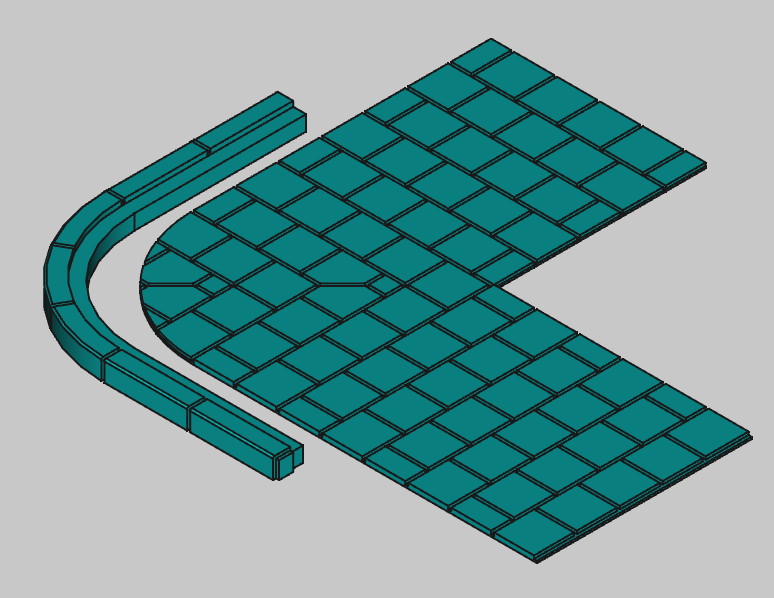 Gehwegplatte mit Bordstein 30 mm Radius